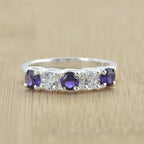 1.25 Ct Round Amethyst Five-Stone Ring  925 Sterling Silver
