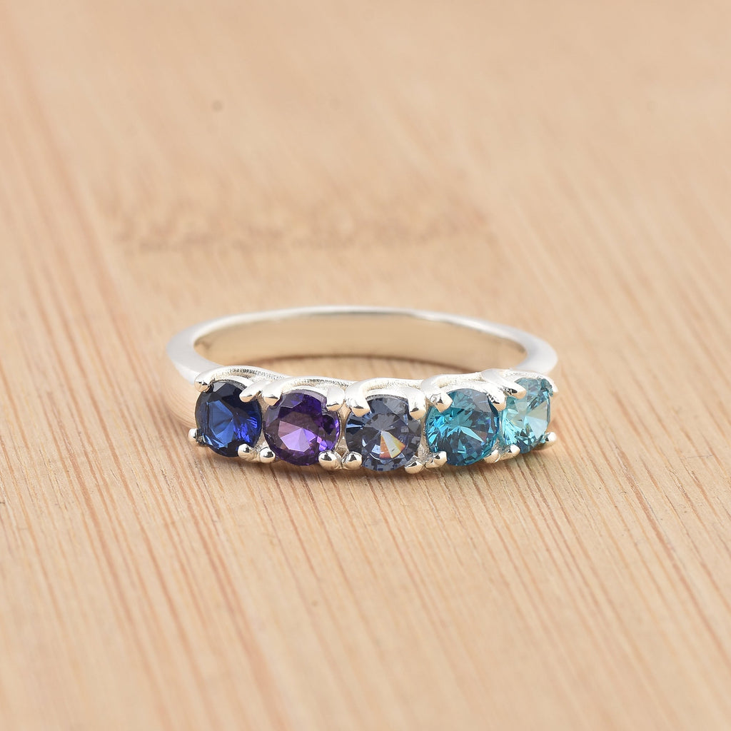 1.25 Ct Round Multi-Stone Five Stone Ring 925 Sterling Silver