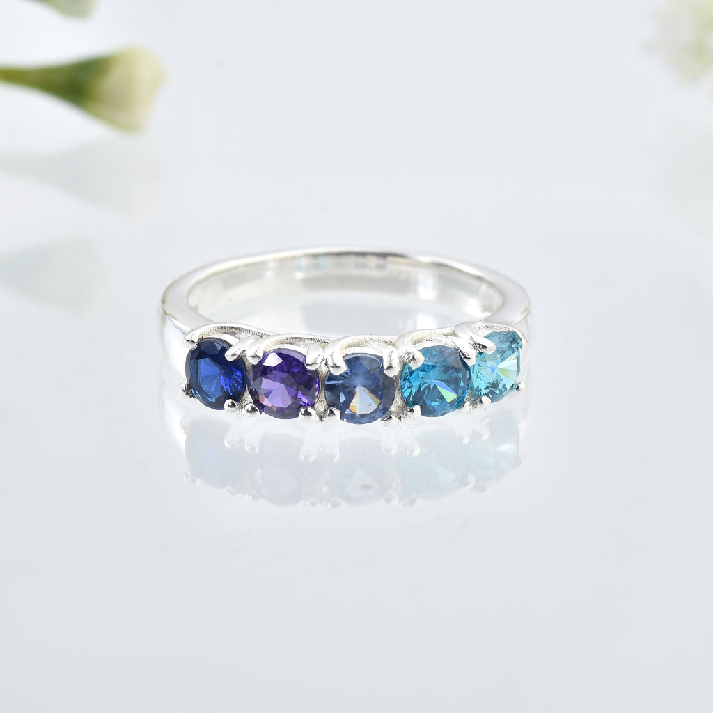 1.25 Ct Round Multi-Stone Five Stone Ring 925 Sterling Silver
