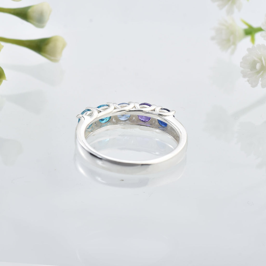 1.25 Ct Round Multi-Stone Five Stone Ring 925 Sterling Silver