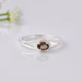 0.50 Ct Oval Smoky Quartz Vintage-Inspired Split-Shank Solitaire Ring 925 Sterling Silver