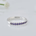 0.63 Ct Round Amethyst Eternity Band Ring 925 Sterling Silver