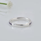 0.63 Ct Round Amethyst Eternity Band Ring 925 Sterling Silver