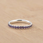 0.63 Ct Round Amethyst Eternity Band Ring 925 Sterling Silver