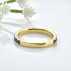 0.63 Ct Round Black Spinel Eternity Band Ring 925 Sterling Silver Yellow Plated