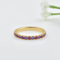 0.63 Carat Round Cut Ruby & Amethyst Eternity Ring 925 Sterling Silver Gold Plated
