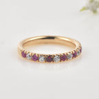 0.63 Ct Round Ruby Eternity Band Ring 925 Sterling Silver Yellow Plated