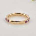 0.63 Ct Round Ruby Eternity Band Ring 925 Sterling Silver Yellow Plated