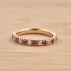 0.63 Ct Round Ruby Eternity Band Ring 925 Sterling Silver Yellow Plated