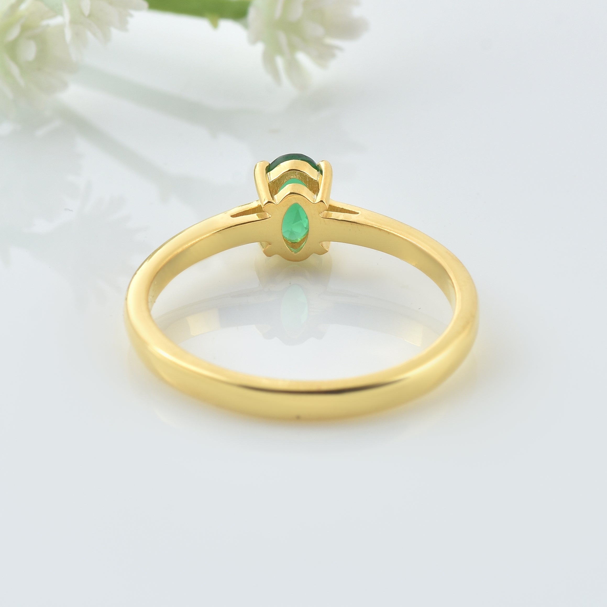 0.50 Ct Oval Chrome Diopside Solitaire Ring 925 Sterling Silver Yellow  Plated