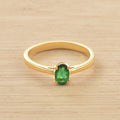 0.50 Ct Oval Chrome Diopside Solitaire Ring 925 Sterling Silver Yellow  Plated