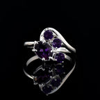 2.50 Carat Oval Shape Amethyst Cluster Ring 925 Sterling Silver