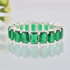 7.50 Ct Octagon Emerald Eternity Band Ring 925 Sterling Silver
