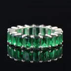 7.50 Ct Octagon Emerald Eternity Band Ring 925 Sterling Silver