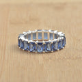7.50 Ct Octagon Blue Sapphire Eternity Band Ring 925 Sterling Silver