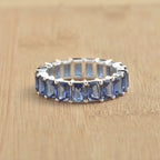 7.50 Ct Octagon Blue Sapphire Eternity Band Ring 925 Sterling Silver