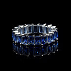7.50 Ct Octagon Blue Sapphire Eternity Band Ring 925 Sterling Silver