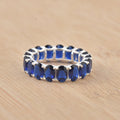 8.00 Ct Oval Blue Sapphire Eternity Band Ring 925 Sterling Silver