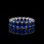 8.00 Ct Oval Blue Sapphire Eternity Band Ring 925 Sterling Silver