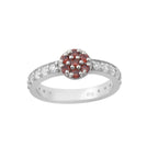 0.21 Ct Round Garnet & White Topaz Cluster Ring 925 Sterling Silver