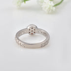 0.21 Ct Round Garnet & White Topaz Cluster Ring 925 Sterling Silver