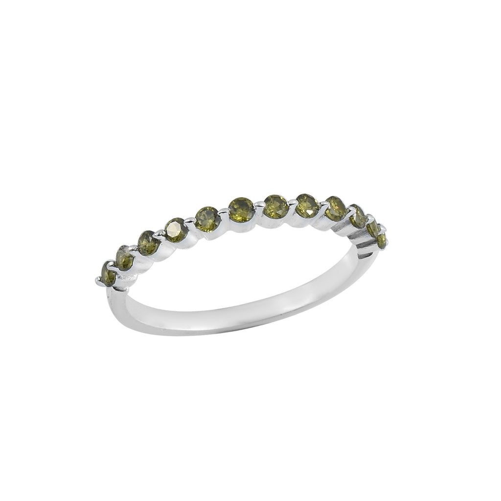 0.36 Ct Round Peridot Stackable Eternity Band Ring 925 Sterling Silver