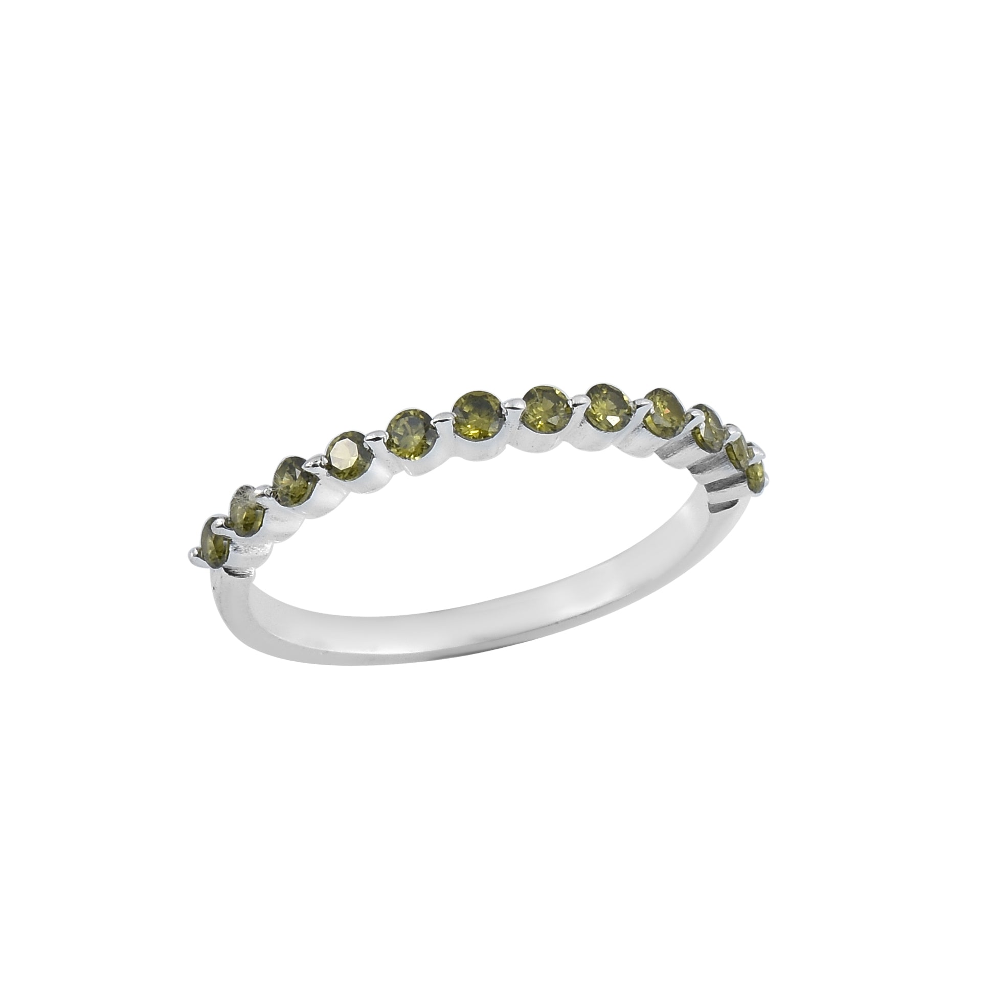 0.36 Ct Round Peridot Stackable Eternity Band Ring 925 Sterling Silver