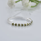 0.36 Ct Round Peridot Stackable Eternity Band Ring 925 Sterling Silver