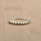 0.36 Ct Round Peridot Stackable Eternity Band Ring 925 Sterling Silver