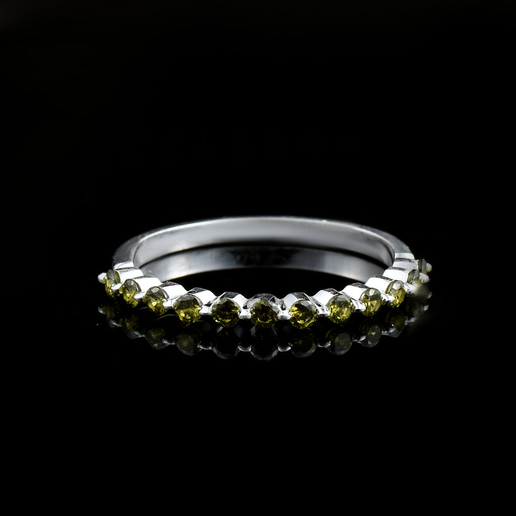 0.36 Ct Round Peridot Stackable Eternity Band Ring 925 Sterling Silver