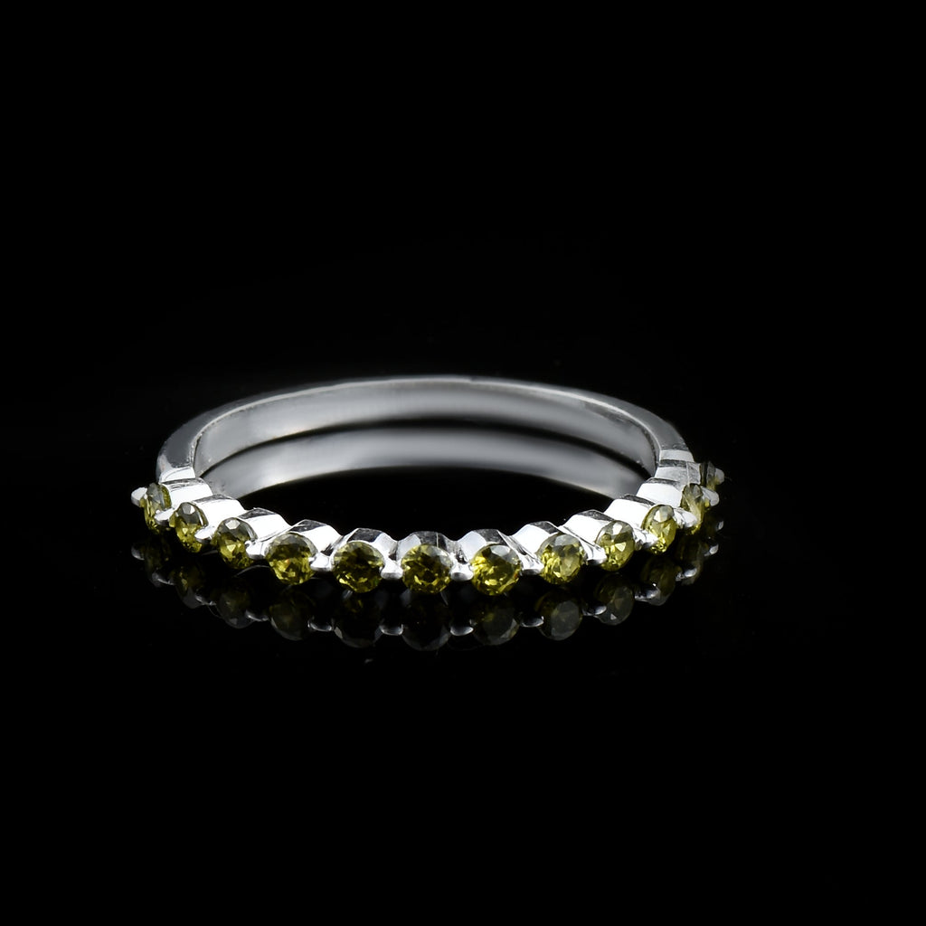 0.36 Ct Round Peridot Stackable Eternity Band Ring 925 Sterling Silver