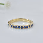 0.50 Ct Round Half Eternity Blue Sapphire Ring 925 Sterling Silver Gold Plated