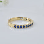 0.50 Ct Round Half Eternity Blue Sapphire Ring 925 Sterling Silver Gold Plated