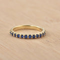 0.50 Ct Round Half Eternity Blue Sapphire Ring 925 Sterling Silver Gold Plated