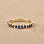 0.50 Ct Round Half Eternity Blue Sapphire Ring 925 Sterling Silver Gold Plated