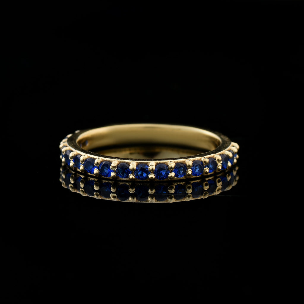 0.50 Ct Round Half Eternity Blue Sapphire Ring 925 Sterling Silver Gold Plated
