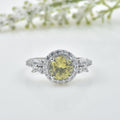 2.00 Ct Round Peridot Halo Ring 925 Sterling Silver