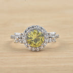 2.00 Ct Round Peridot Halo Ring 925 Sterling Silver