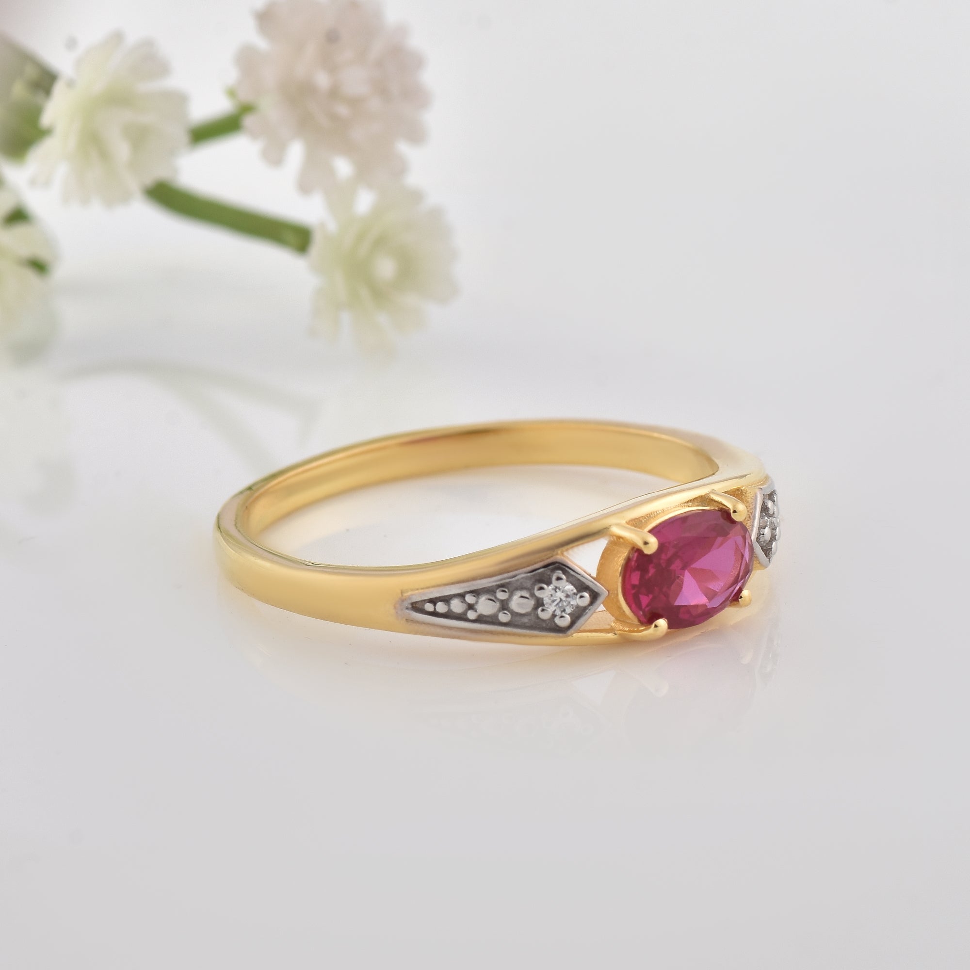 1.00 Ct Oval Ruby Solitaire Ring 925 Sterling Silver Gold Plated