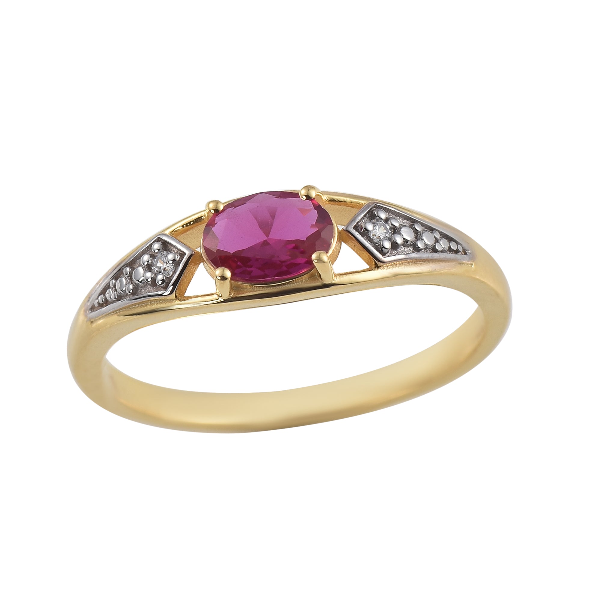 1.00 Ct Oval Ruby Solitaire Ring 925 Sterling Silver Gold Plated