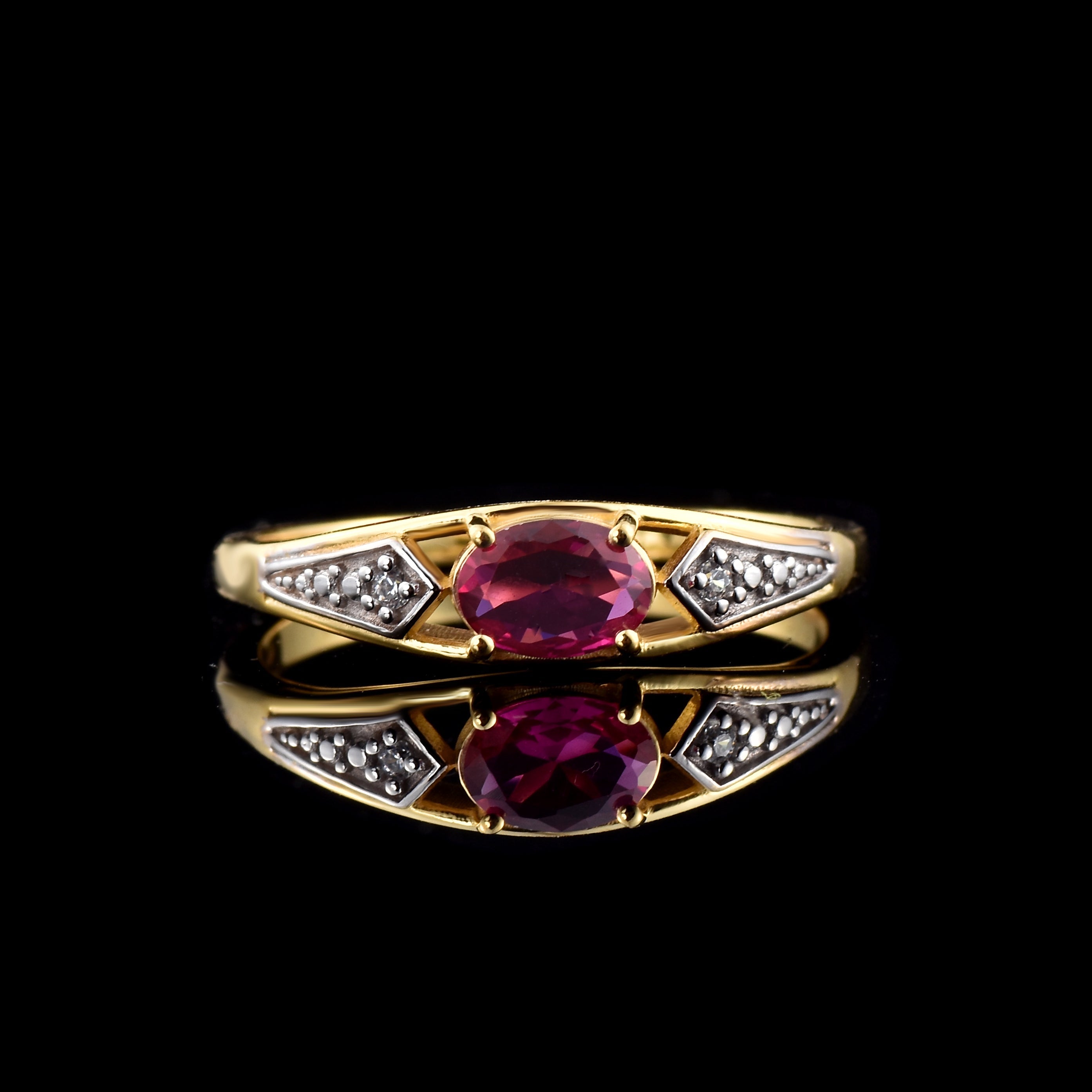 1.00 Ct Oval Ruby Solitaire Ring 925 Sterling Silver Gold Plated