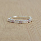 0.28 Ct Baguette Pink Topaz Eternity Band Ring 925 Sterling Silver