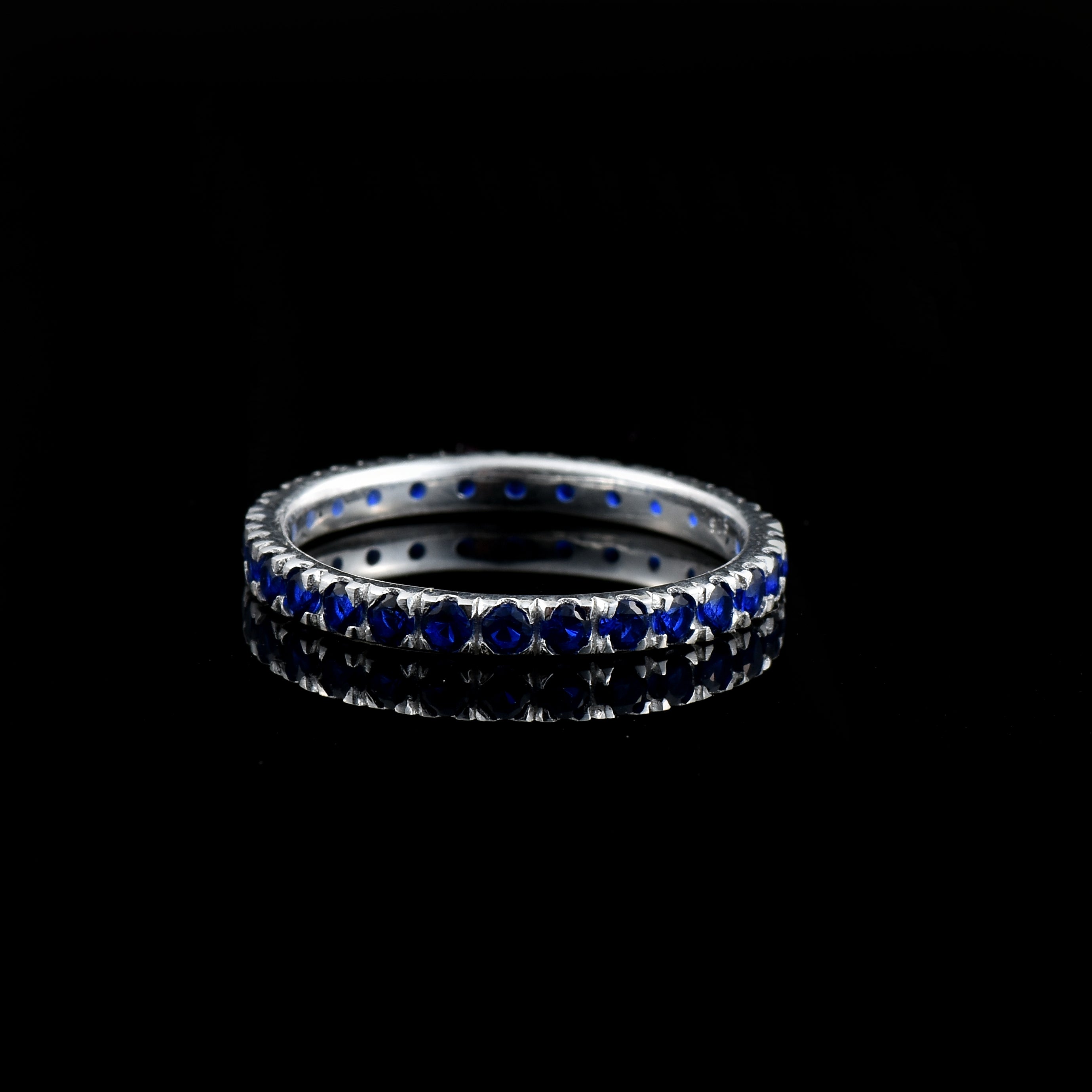 0.90 Ct Round Blue Sapphire Eternity Band Ring 925 Sterling Silver