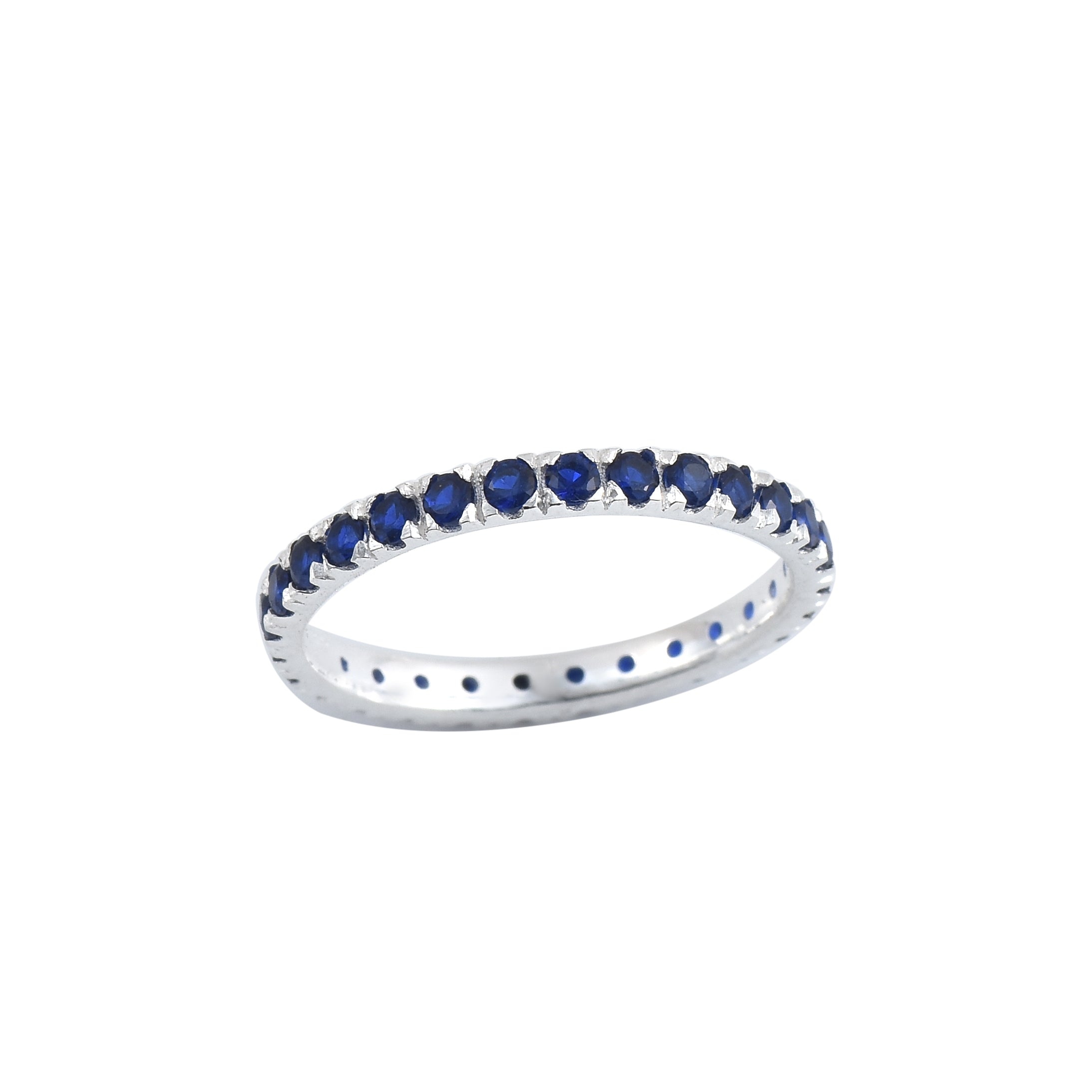 0.90 Ct Round Blue Sapphire Eternity Band Ring 925 Sterling Silver