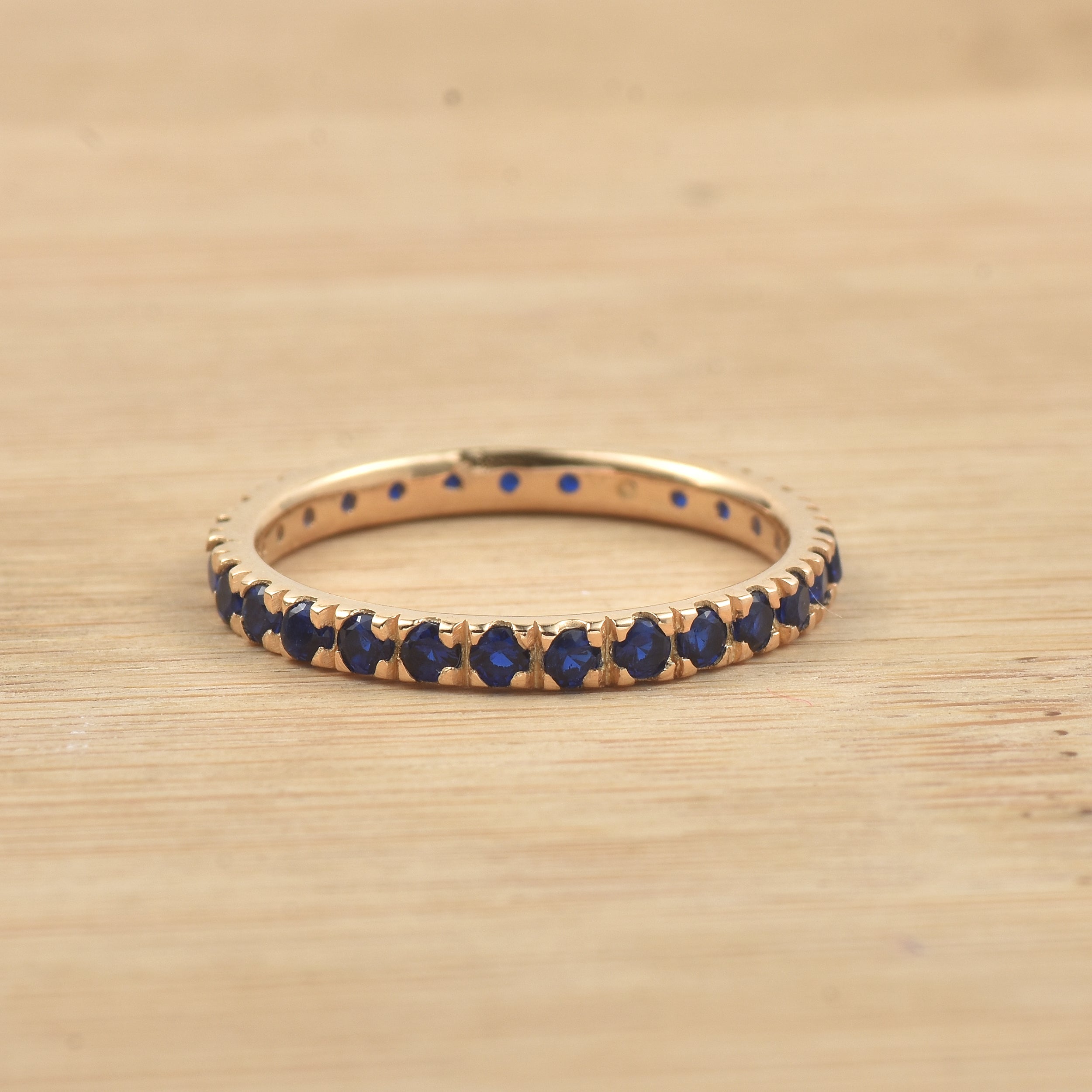 0.84 Ct Round Black Spinel Eternity Ring 925 Sterling Silver Gold Plated