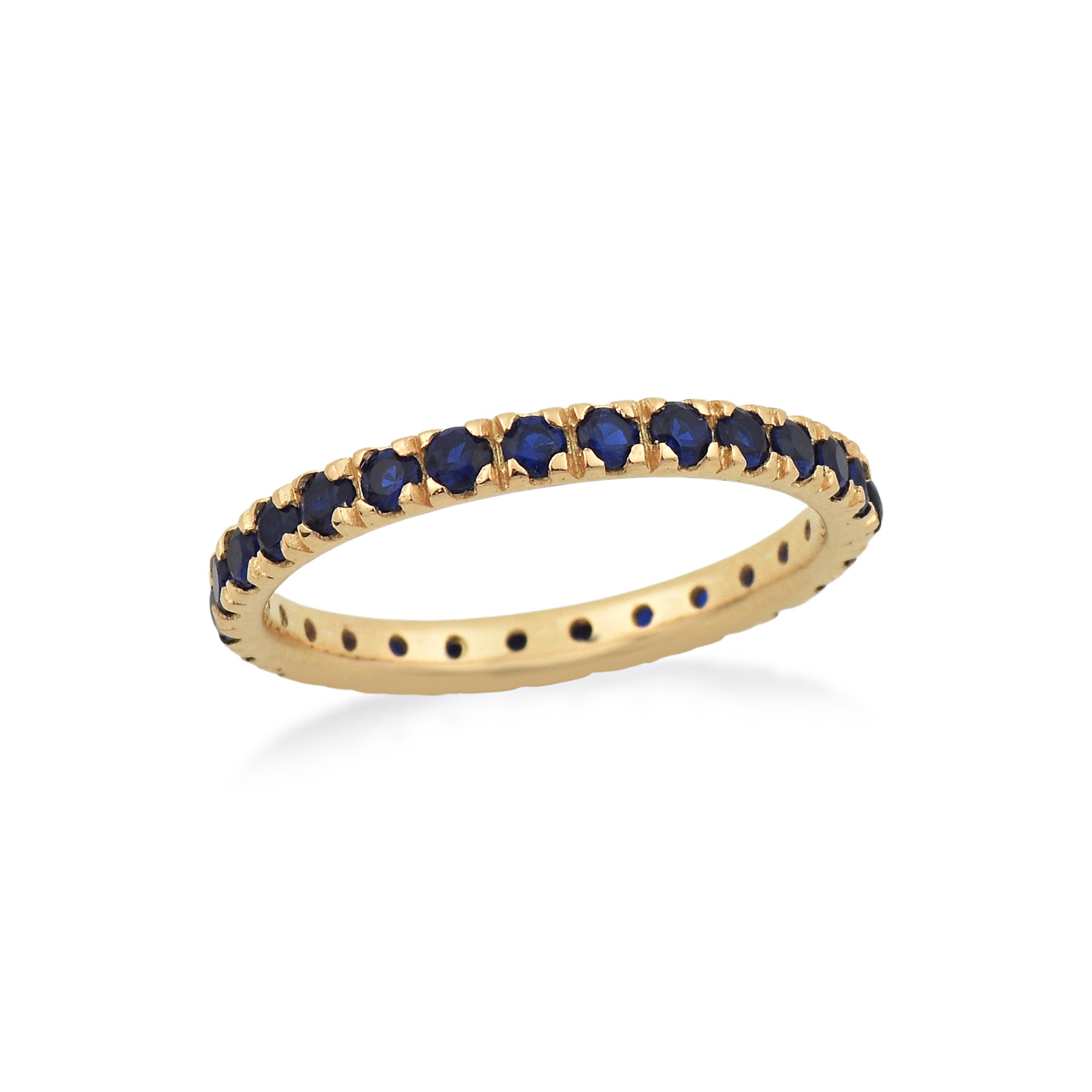 0.84 Ct Round Black Spinel Eternity Ring 925 Sterling Silver Gold Plated