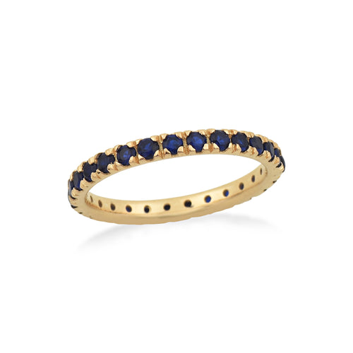 0.84 Ct Round Black Spinel Eternity Ring 925 Sterling Silver Gold Plated