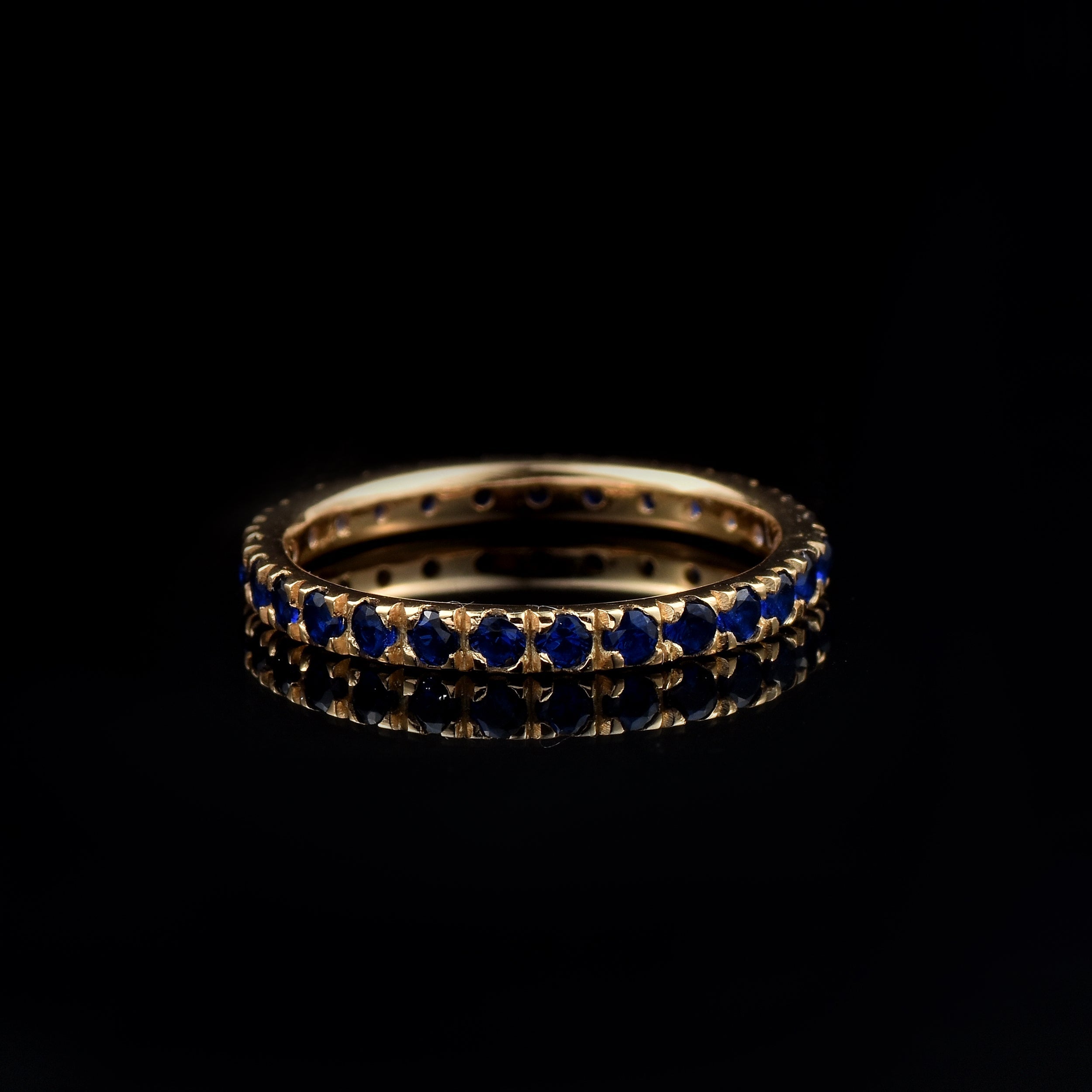 0.84 Ct Round Black Spinel Eternity Ring 925 Sterling Silver Gold Plated