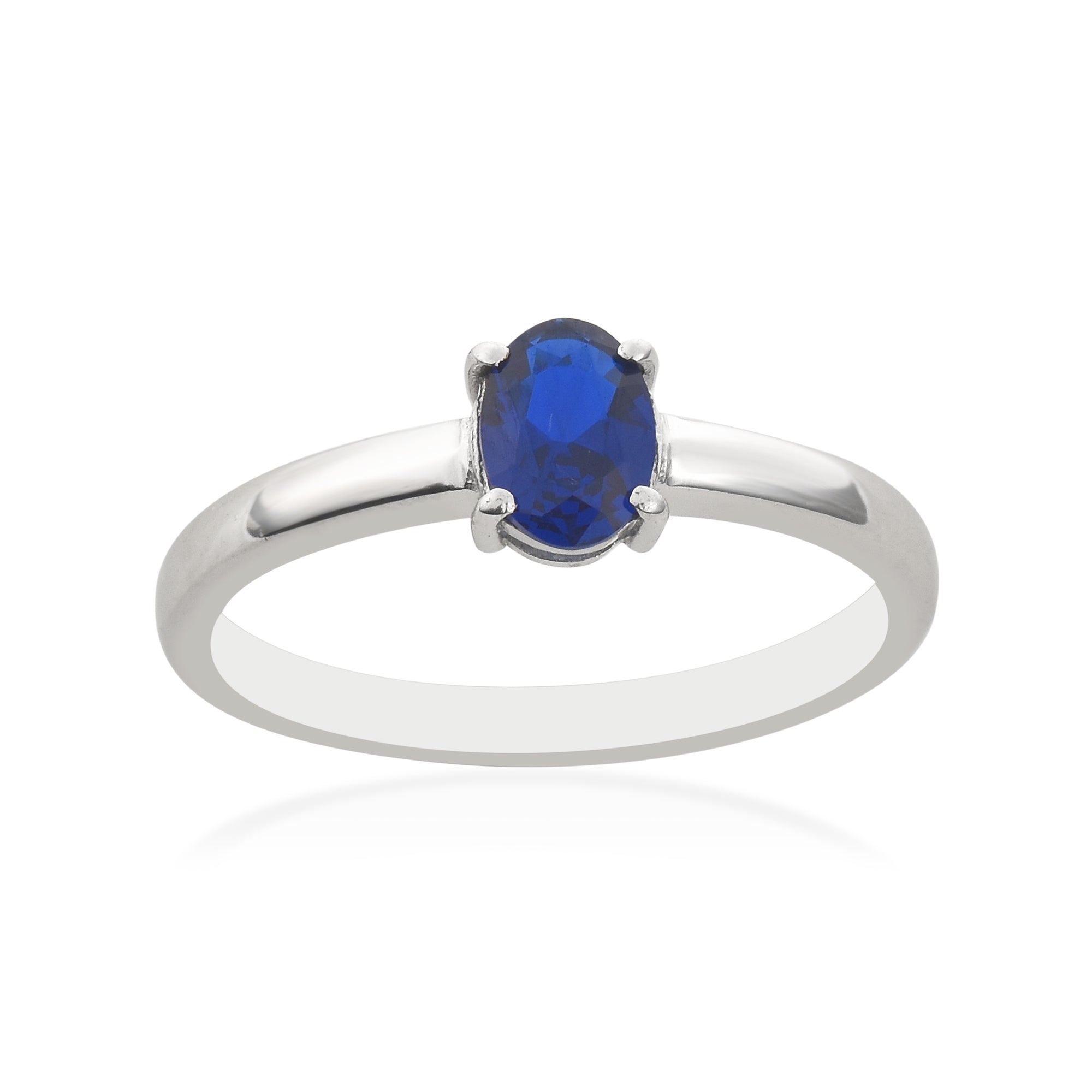 1.00 Ct Oval Shape Blue Sapphire Solitaire Ring 925 Sterling Silver
