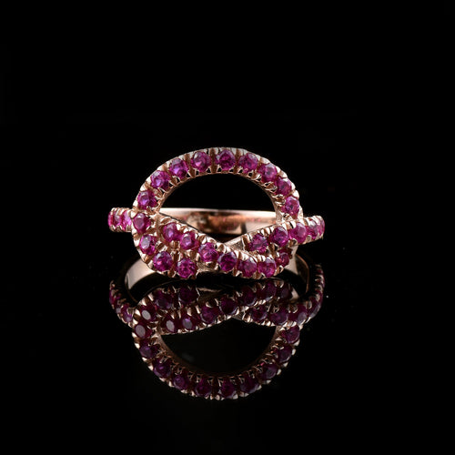 0.90 Ct Round Ruby Infinity Ring 925 Sterling Silver Rose Plated